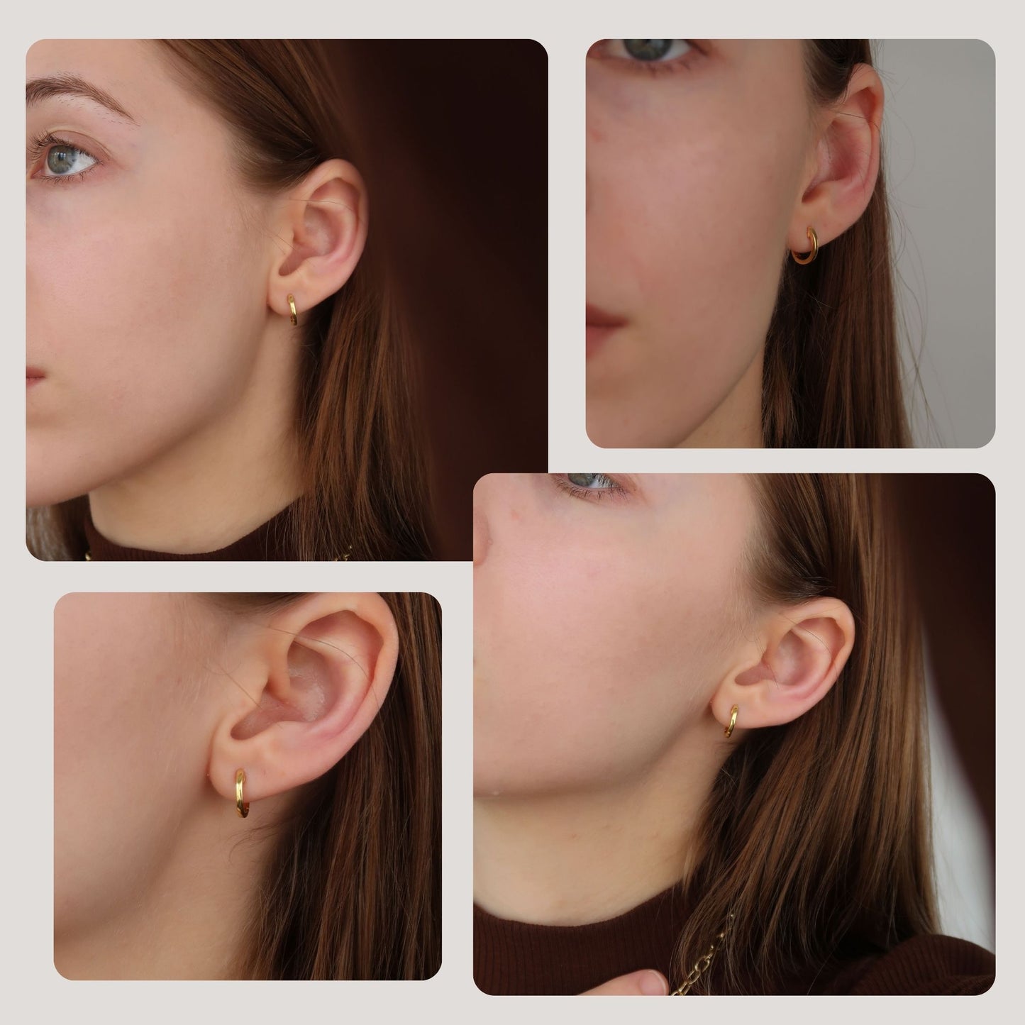 Gold Huggie Hoops (small) - Sterling Silver Earrings