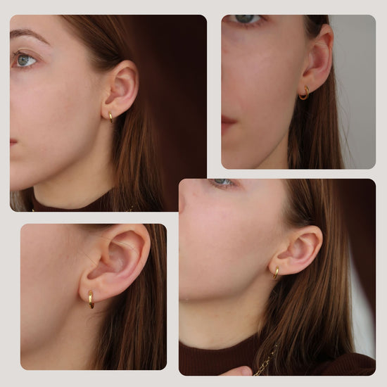 Gold Huggie Hoops (small) - Sterling Silver Earrings