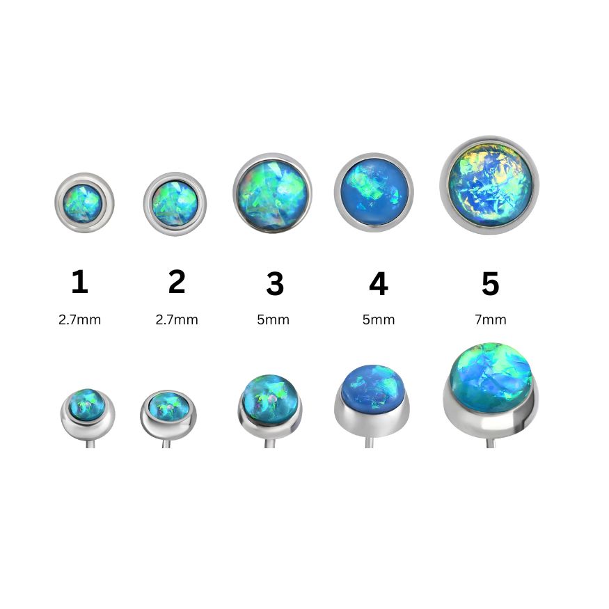 Imitation Opal Earrings, Blue Steel Studs