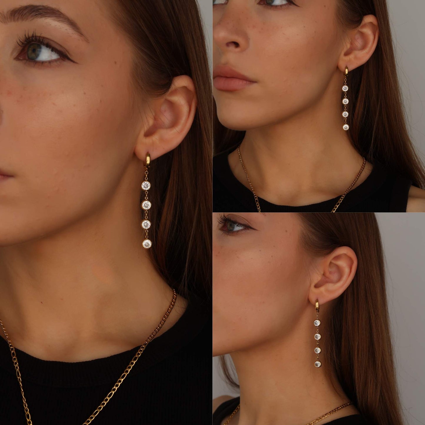 Crystal Drop Earrings - Hanging Sparkles (Stainless Steel)