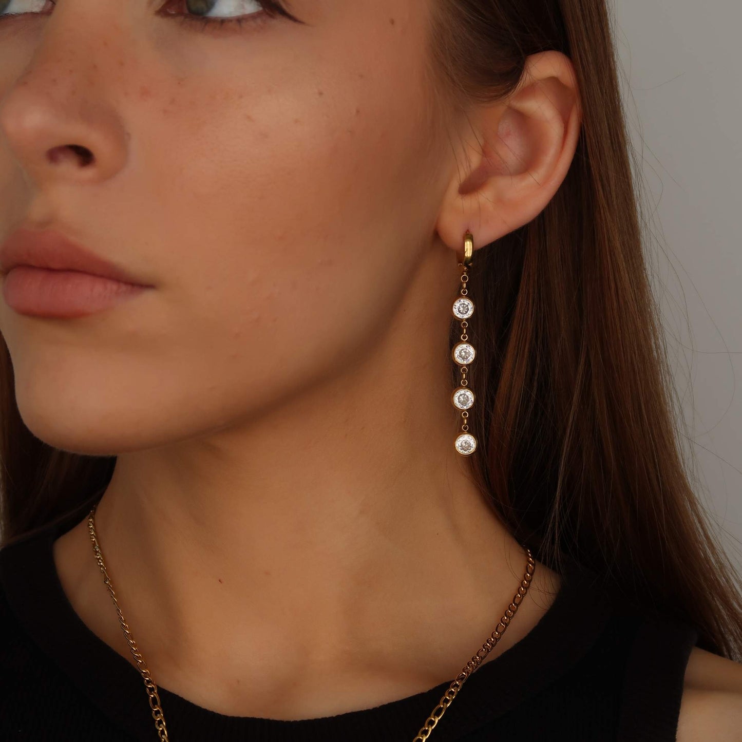 Crystal Drop Earrings - Hanging Sparkles (Stainless Steel)