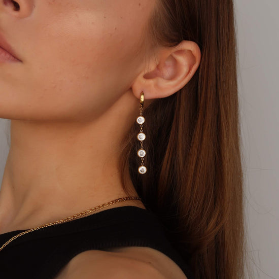 Crystal Drop Earrings - Hanging Sparkles (Stainless Steel)