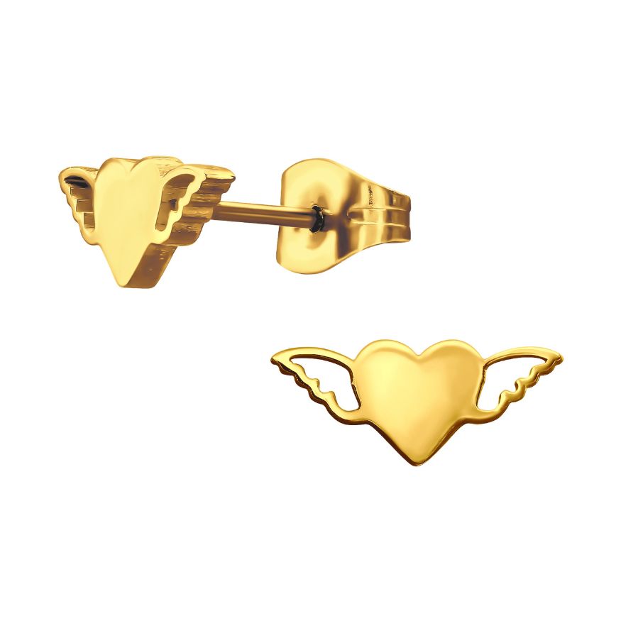 Angel Heart Earrings, Stainless Steel