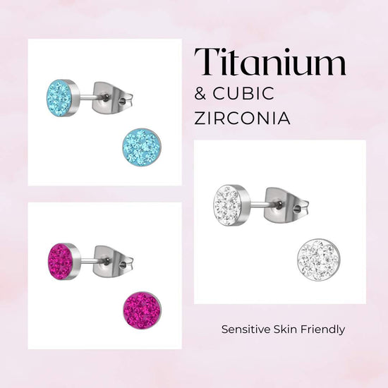 5MM Titanium Studs with Diamonte Crystals