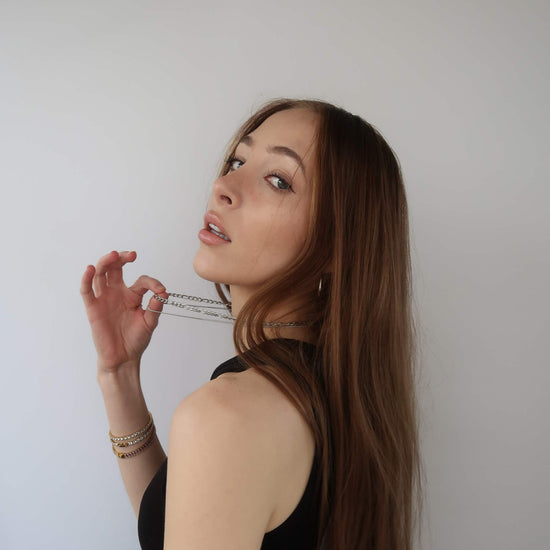 Silver Layered Figaro & Curb Chain - Silver Necklace