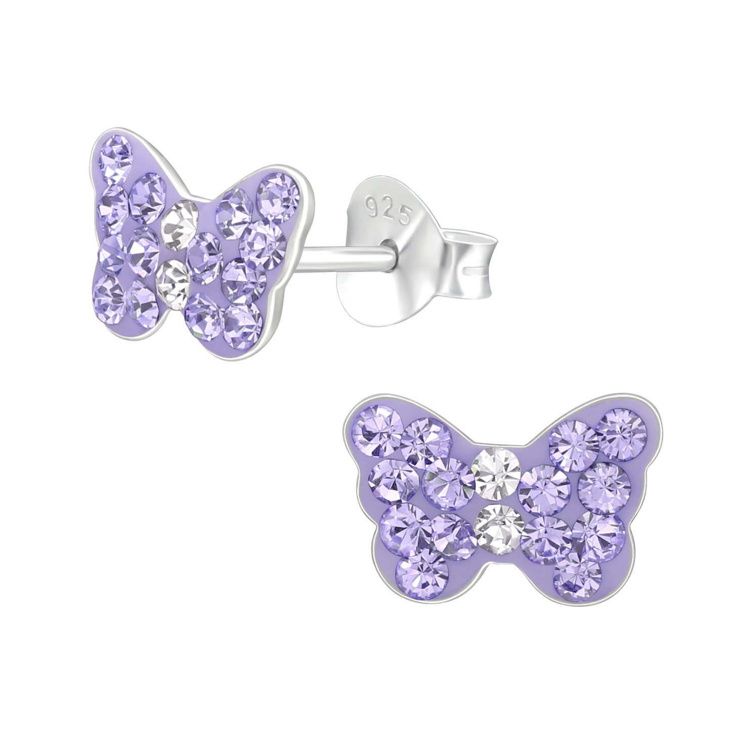 Purple Butterfly Studs - Kids Sterling Silver Girls Earrings