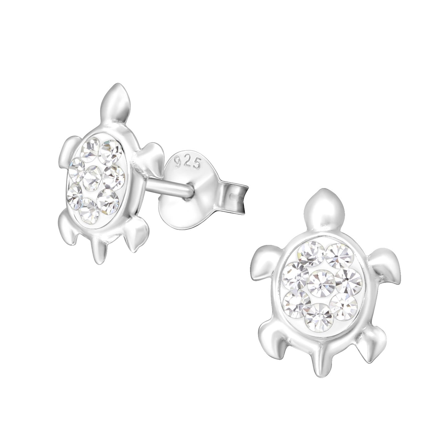 Kids Turtle Earrings - Sparkling Diamonte