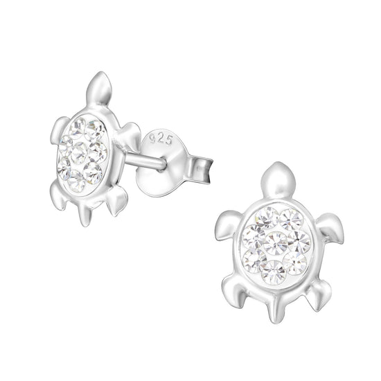 Kids Turtle Earrings - Sparkling Diamonte