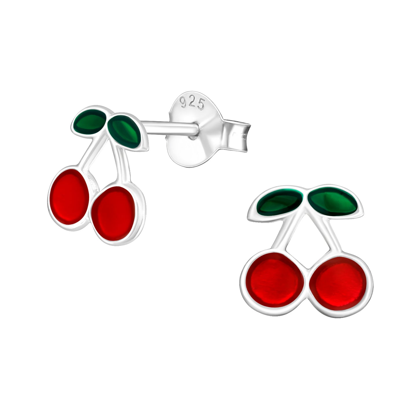 Cherry Studs - Sterling Silver Fruit Earrings