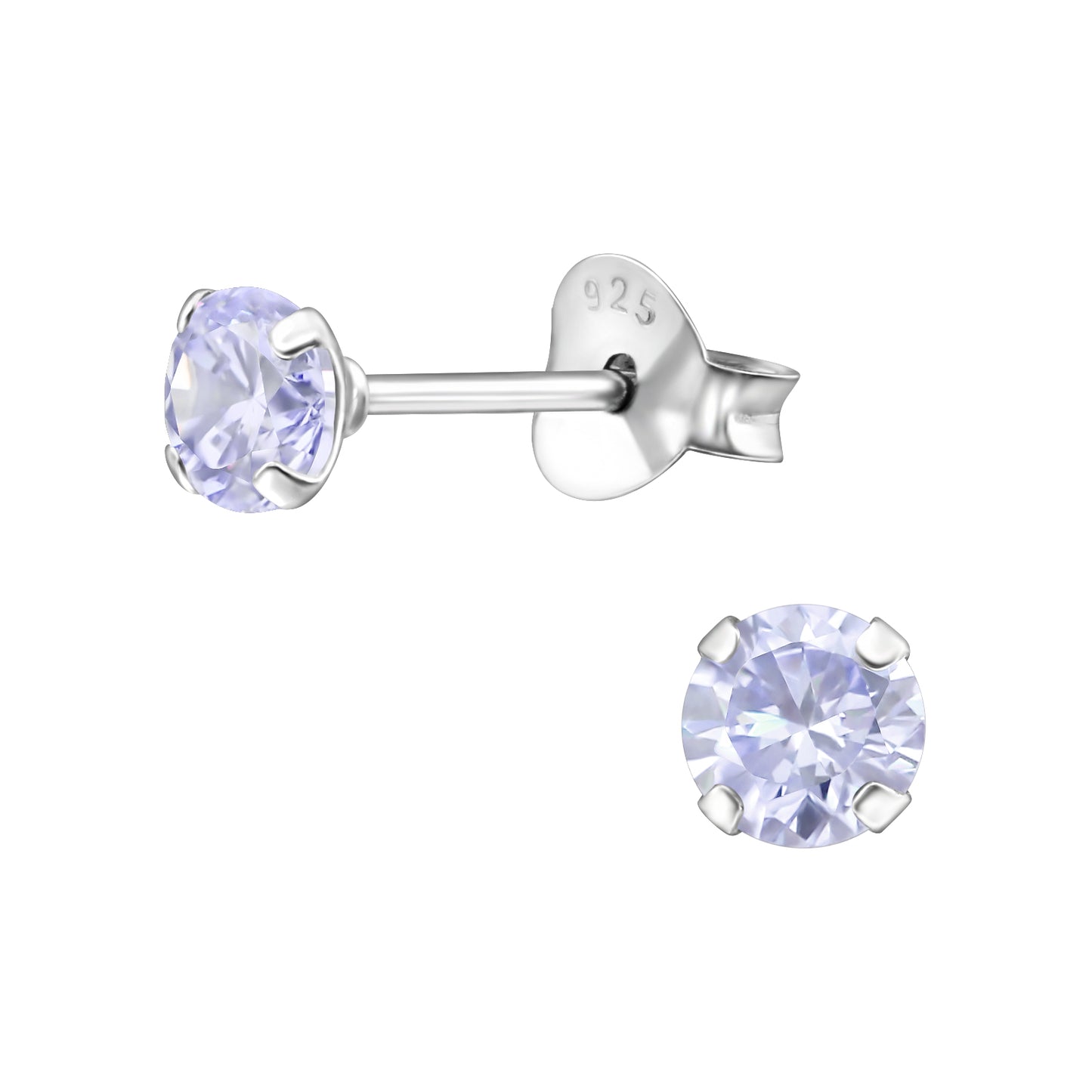 4mm Simple Earring Studs - Cubic Zirconia and Sterling Silver