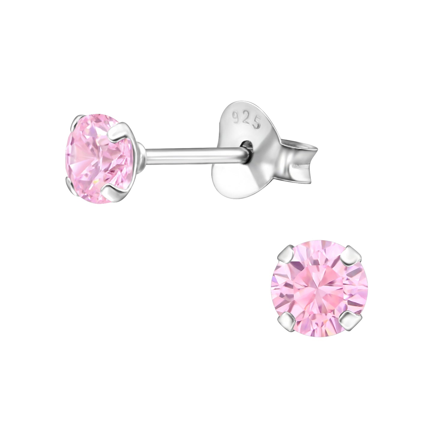 4mm Simple Earring Studs - Cubic Zirconia and Sterling Silver