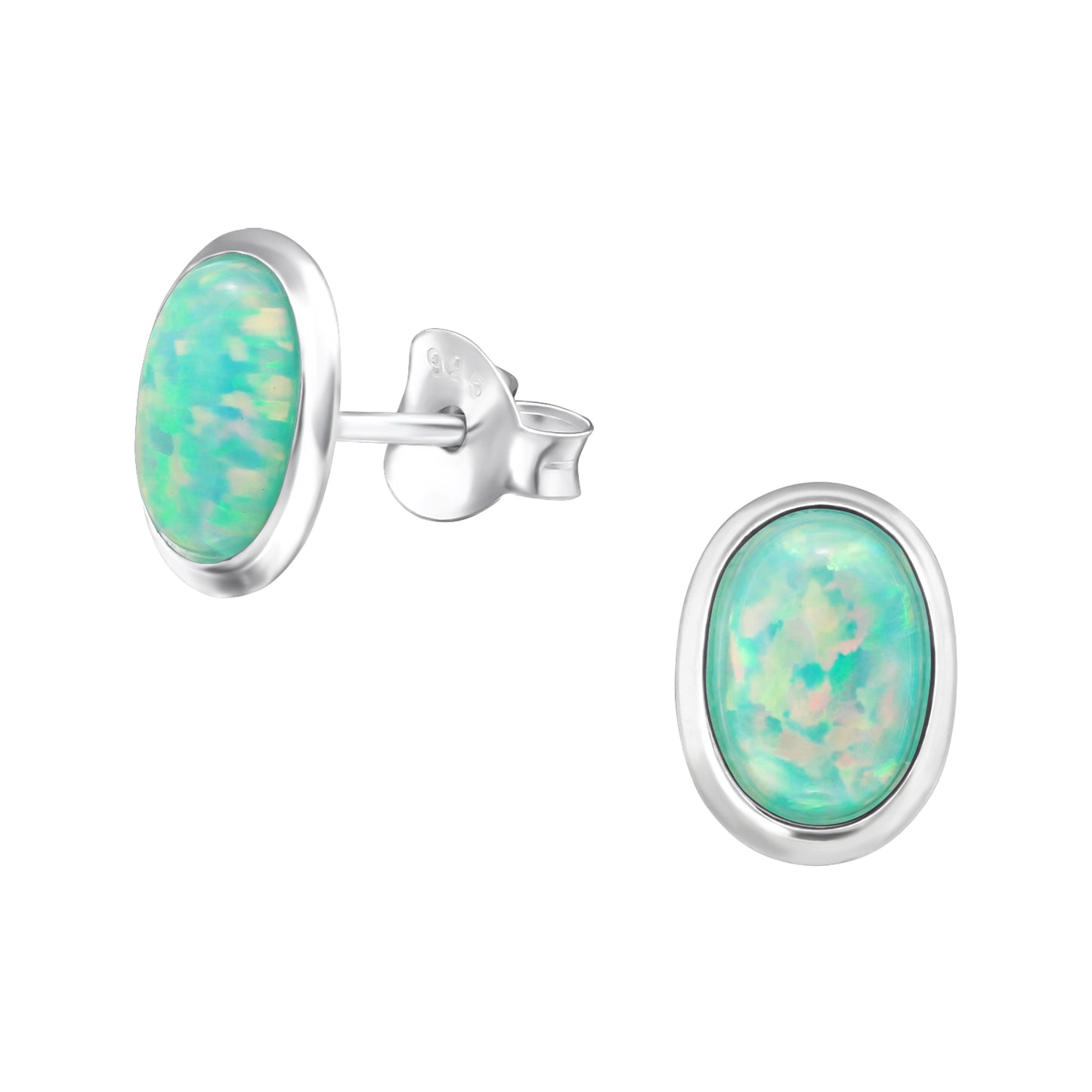 Fake Opal Earrings, Colour Shifting - Silver Plated Sterling Silver