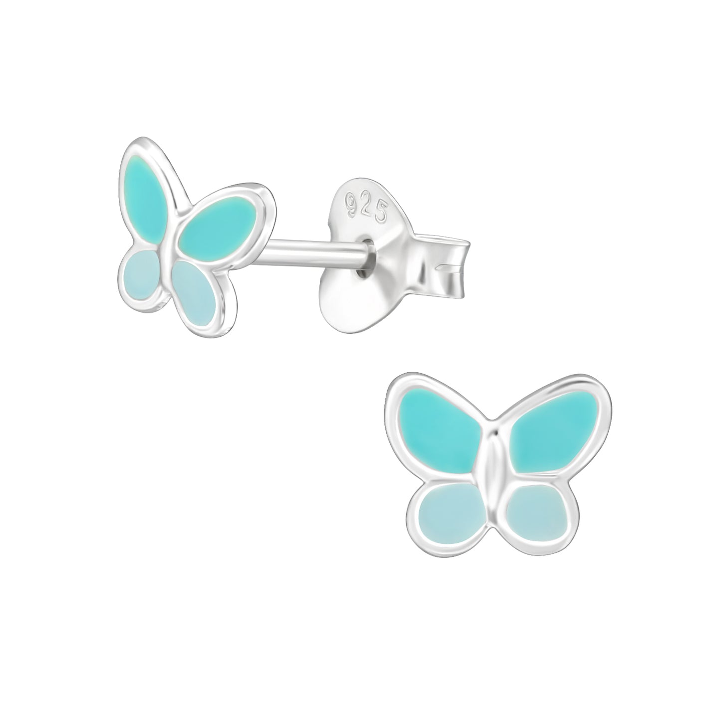 Blue butterfly Earrings, Kids Sterling Silver Studs
