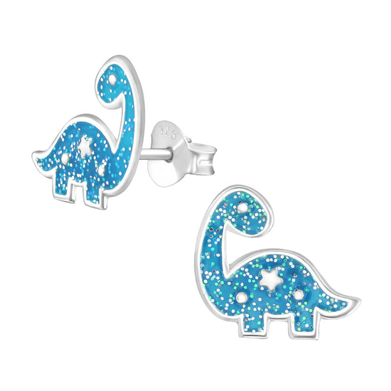 Blue Dinosaur Studs - Sterling Silver Kids Earrings