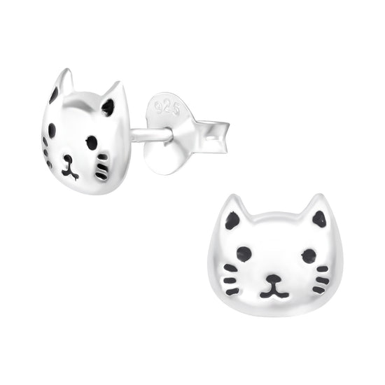 Kitty Ear Studs, Cat Earrings - Sterling Silver