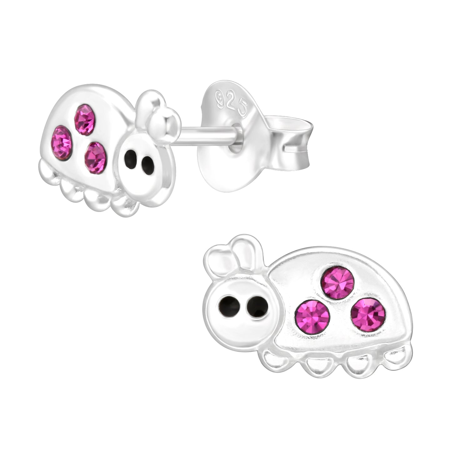 Sterling Silver Ladybug Studs, Beetle Bug Animal Earrings