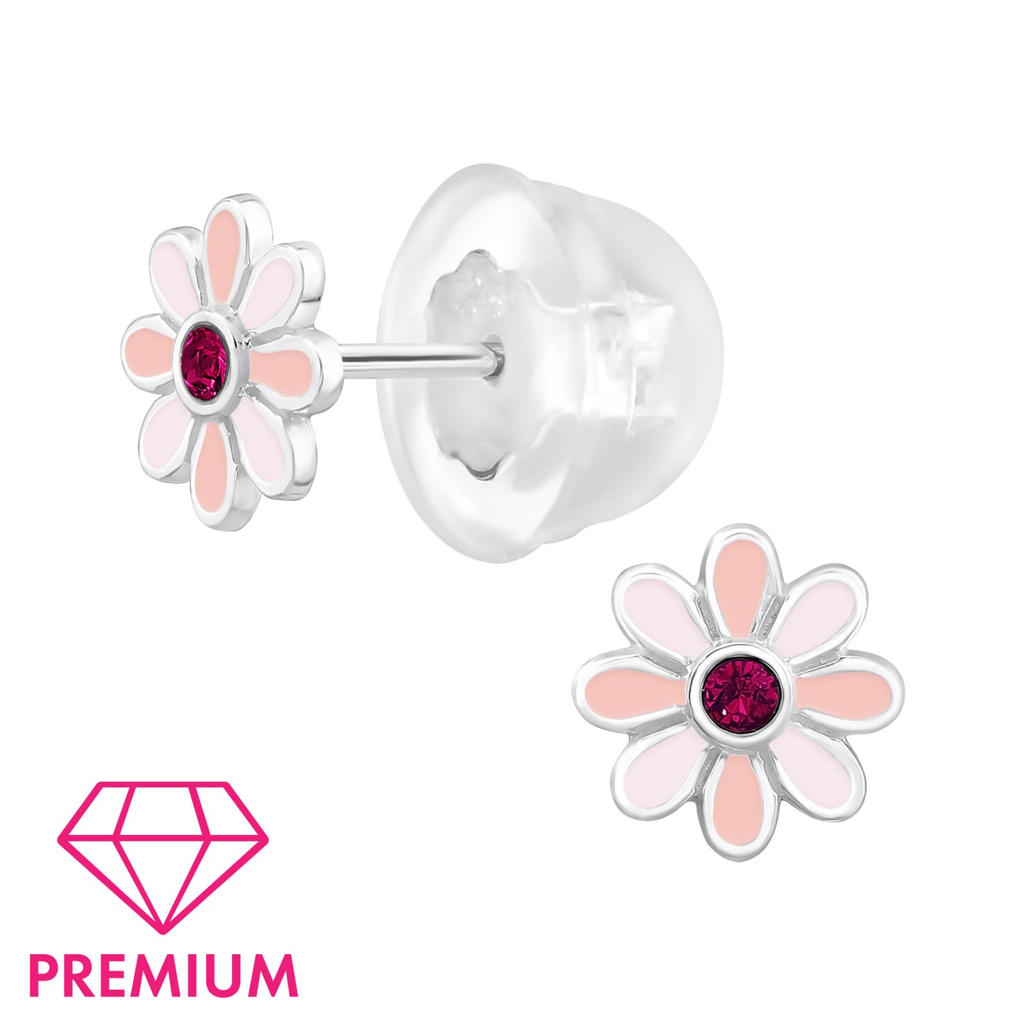 Premium Pink Flower Earrings - Floral Nature Studs