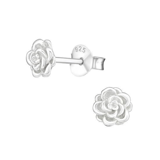 Rose Studs - Sterling Silver Flower Earrings