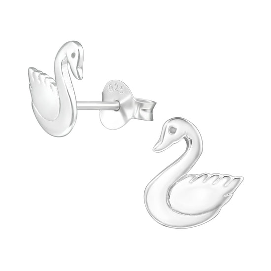 Sterling Silver Swan Earrings