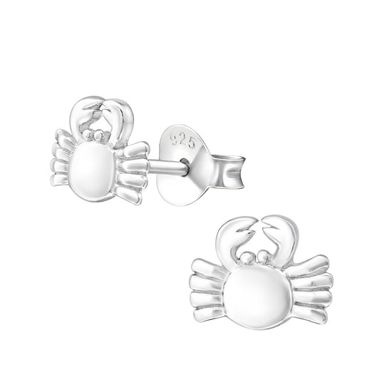Sterling Silver Crab Earrings, Ocean Sea Creature Studs