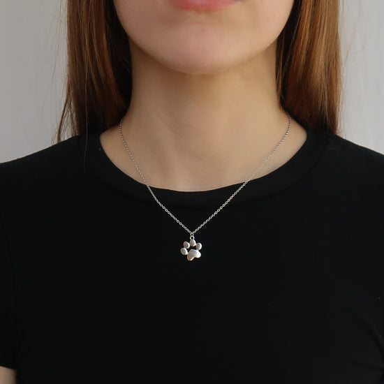 SILVER PAW PRINT PENDANT - Children's Sterling Silver Dog Necklace