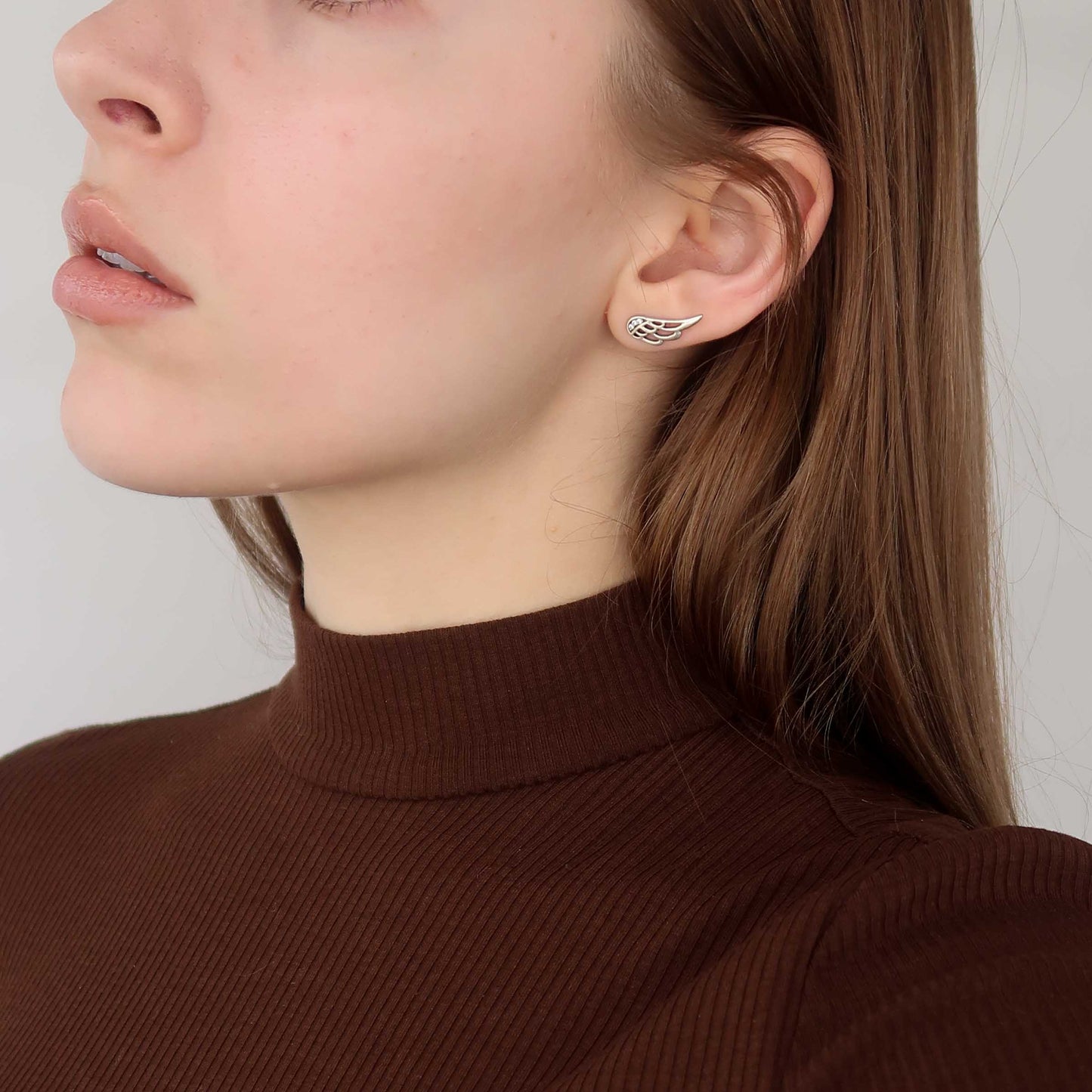 Sterling Silver Angel Wing Earrings (cubic zirconia crystal)