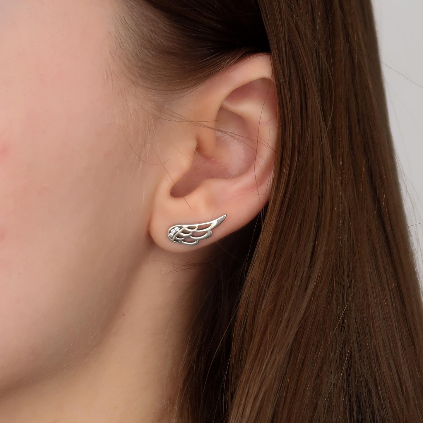 Sterling Silver Angel Wing Earrings (cubic zirconia crystal)