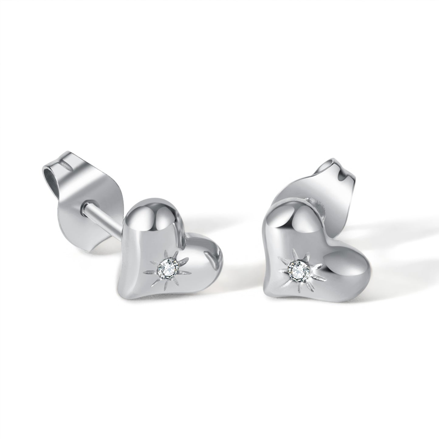 Silver Heart Steel Studs