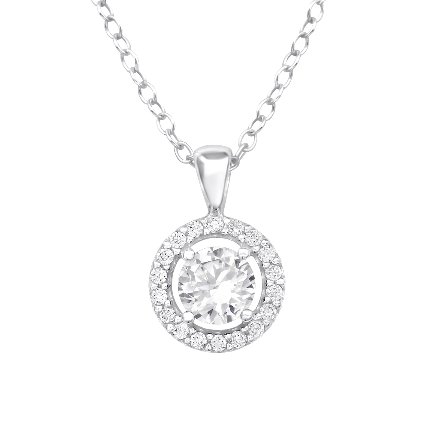The Halo Crystal Necklace, Silver Plated Sterling Silver Jewellery