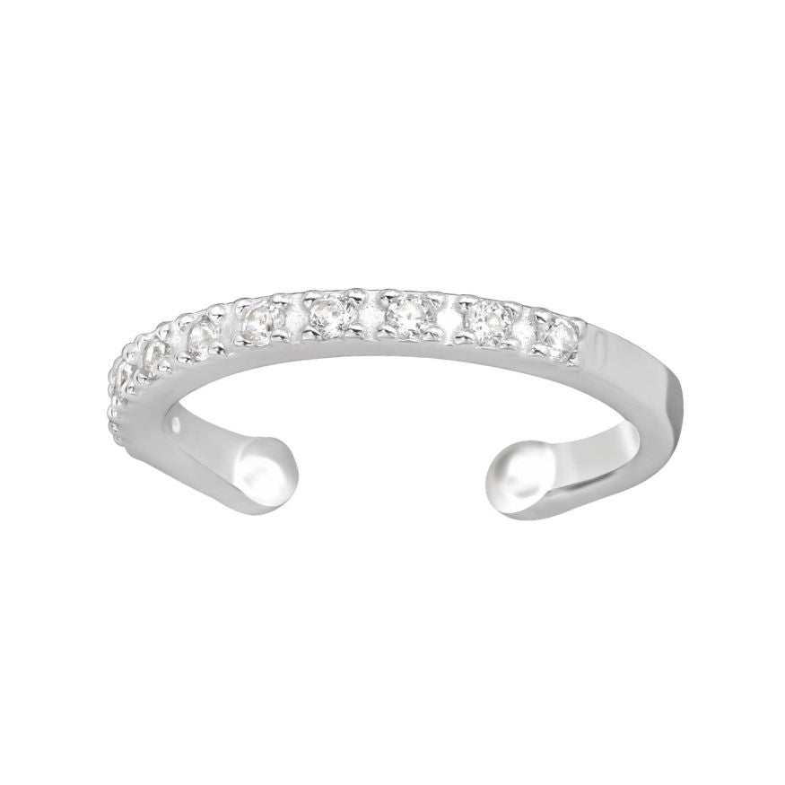 Ear Cuff, No Piercing Earring, Sterling Silver Crystal