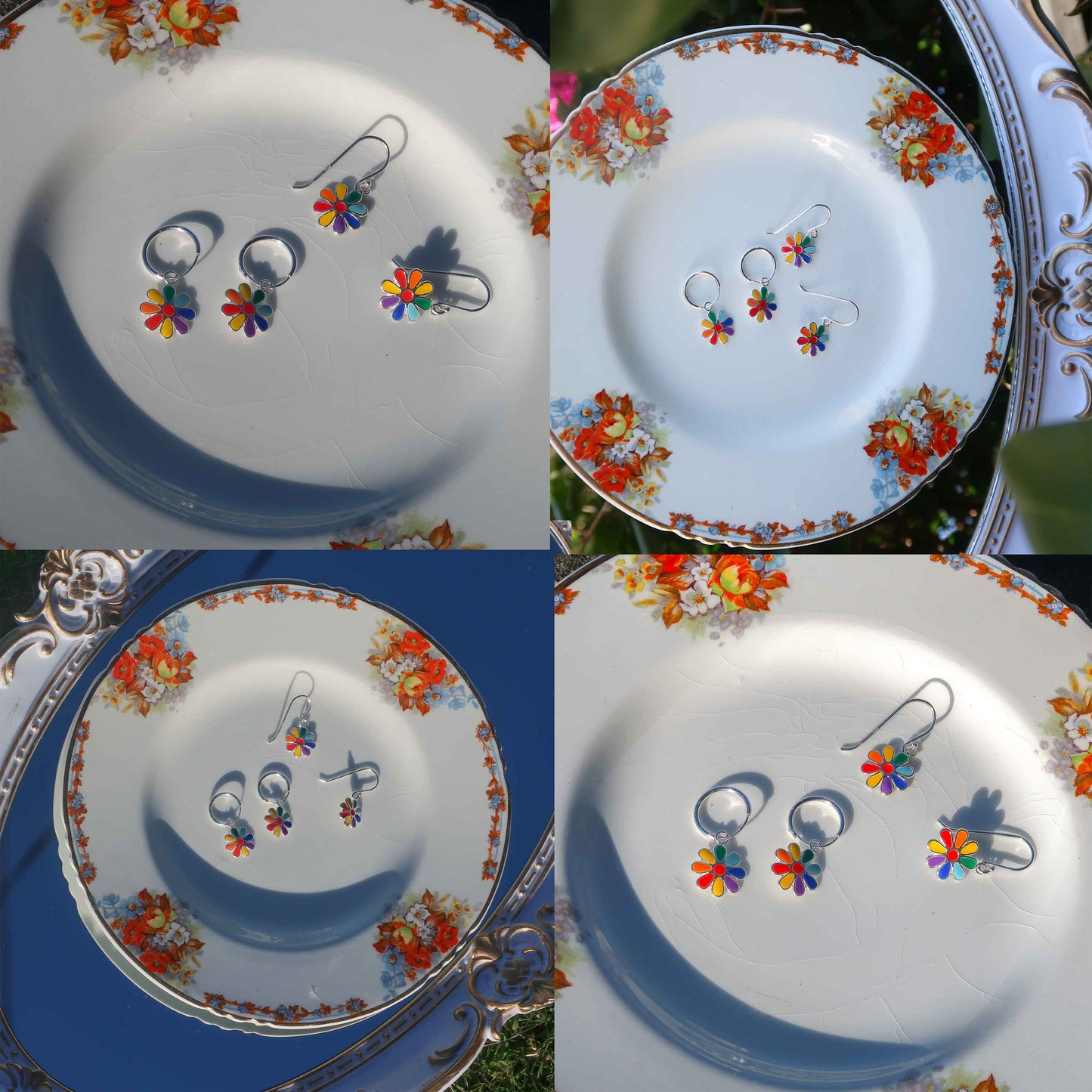 MULTI COLOUR FLOWER - Colourful Drop Earrings