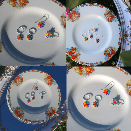 MULTI COLOUR FLOWER - Colourful Drop Earrings