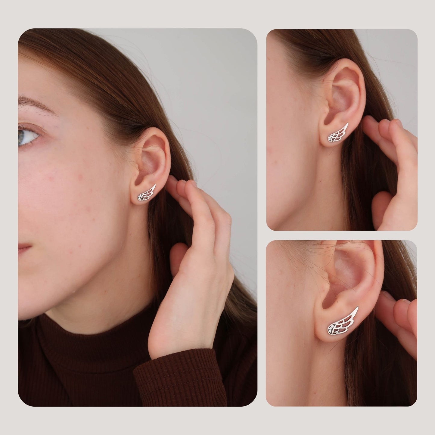 Sterling Silver Angel Wing Earrings (cubic zirconia crystal)