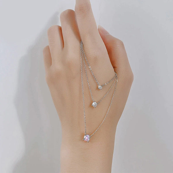 Tiny Crystal Pendant - Women's Girls Sparkling Shiny Crystal Necklace