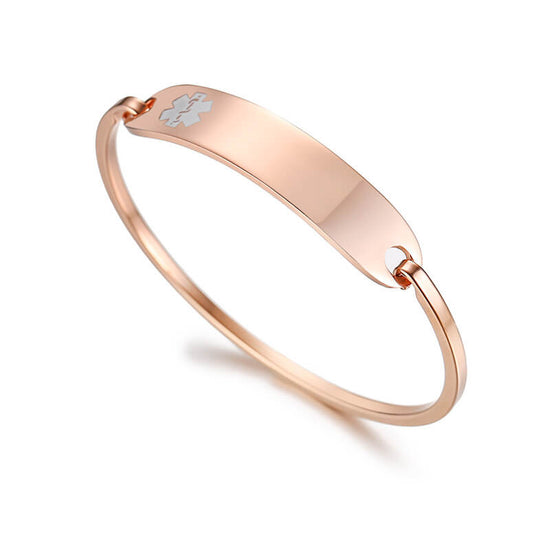 ROSE GOLD Medical ID Bangle - Made from Stainless Steel (Blank)