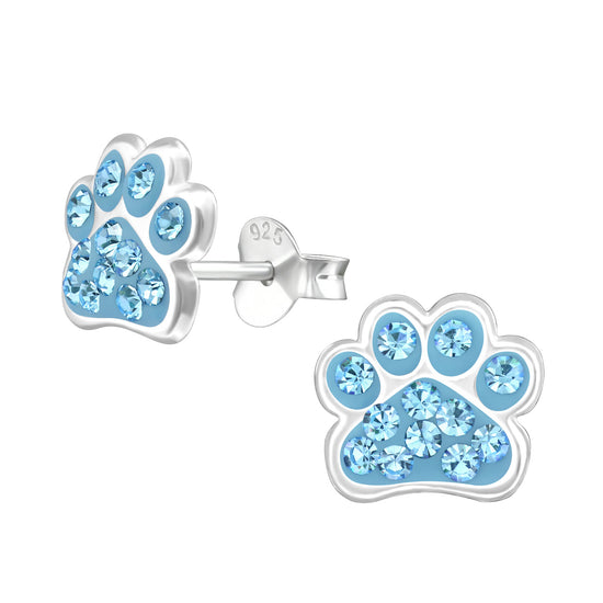 Blue dog Paw Print Children's Studs: Kids Animal Jewellery Collection