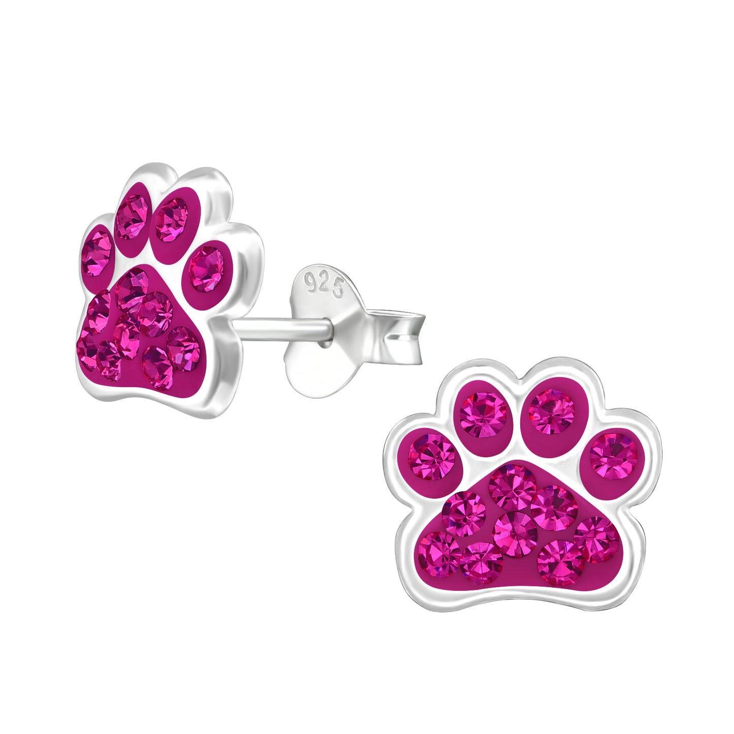 pink dog Paw Print Children's Studs: Kids Animal Jewellery Collection