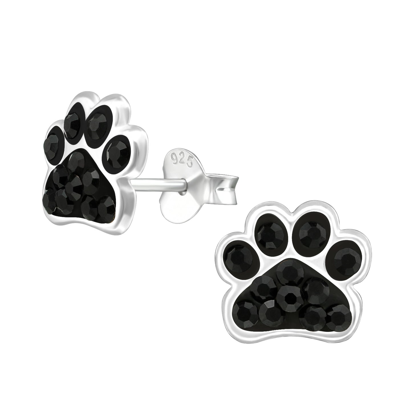Black dog Paw Print Children's Studs: Kids Animal Jewellery Collection