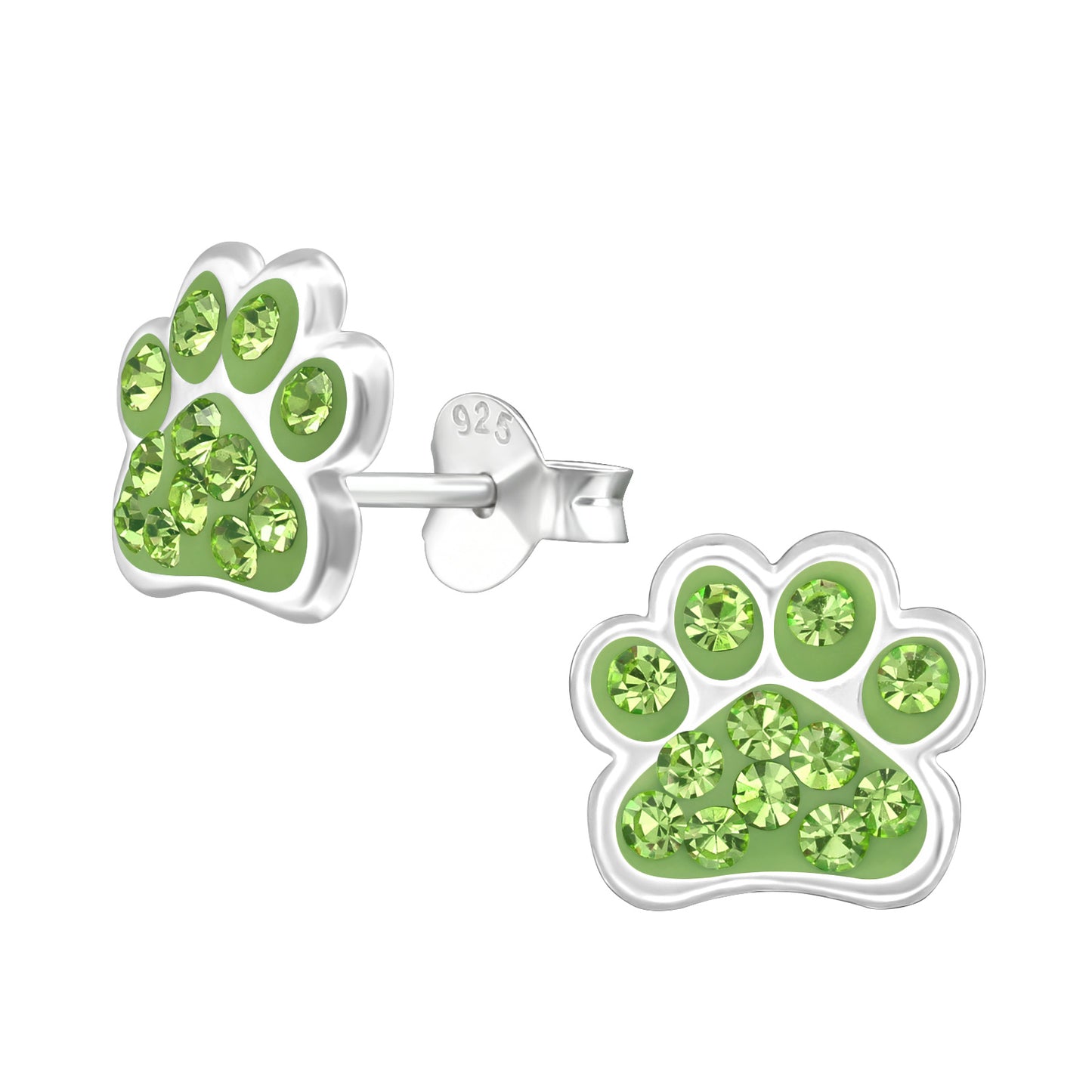 green dog Paw Print Children's Studs: Kids Animal Jewellery Collection