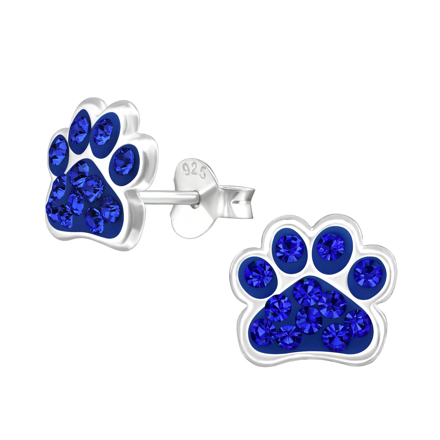 Blue dog Paw Print Children's Studs: Kids Animal Jewellery Collection