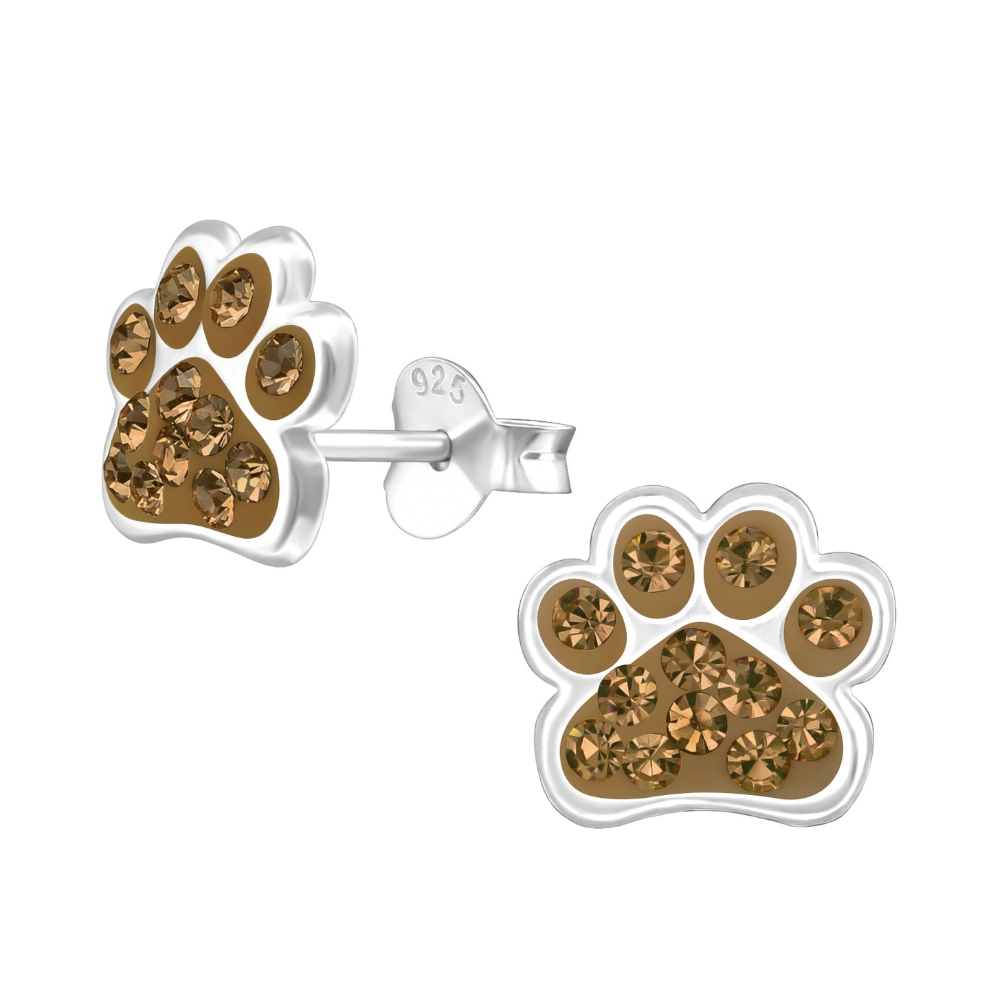 brown dog Paw Print Children's Studs: Kids Animal Jewellery Collection