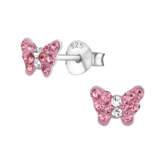 KIDS PINK BUTTERFLY STUDS - Children's Sterling Silver Earrings