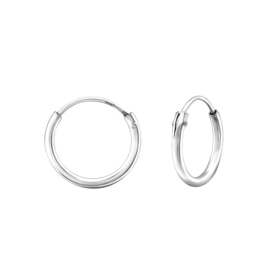 Sterling Silver 12mm Hoop Earrings: Small Silver Sleeper Huggie Hoop Earrings
