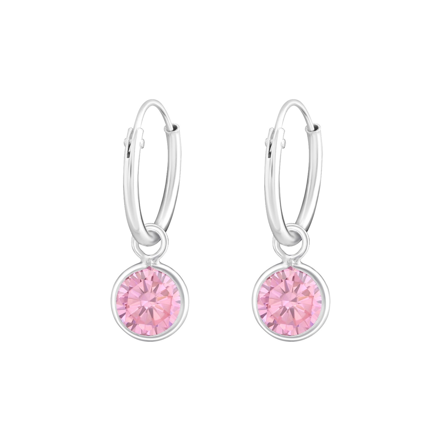 Sterling Silver Huggie Earrings - with Cubic Zirconia Crystals