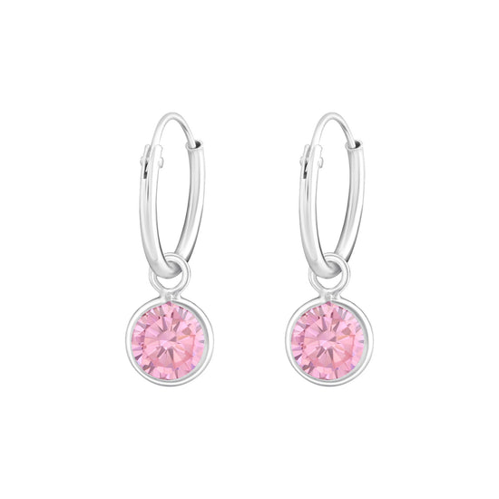 Sterling Silver Huggie Earrings - with Cubic Zirconia Crystals