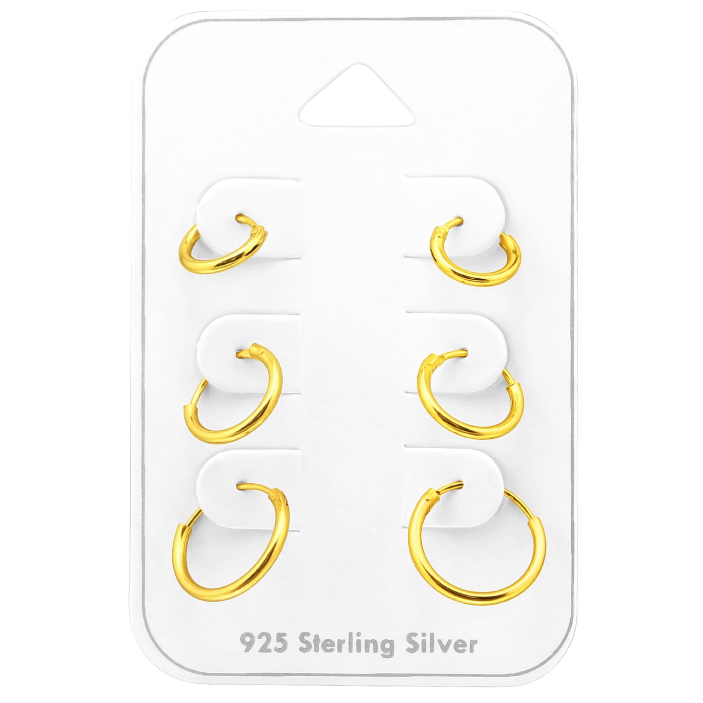 14k Gold Plated Sleeper Huggie Hoops: Set of 3 Sterling Silver Earrings