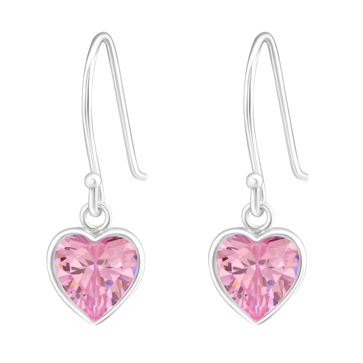 Heart Drop Earrings - Cubic Zirconia Crystals