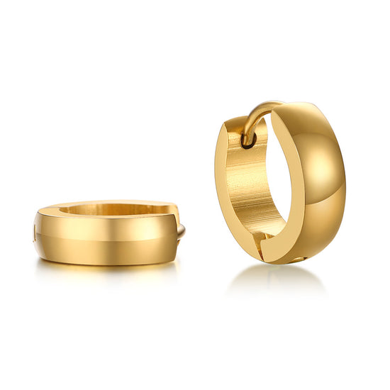 SMALL HUGGIE HOOPS: Mens Stainless Steel Earrings