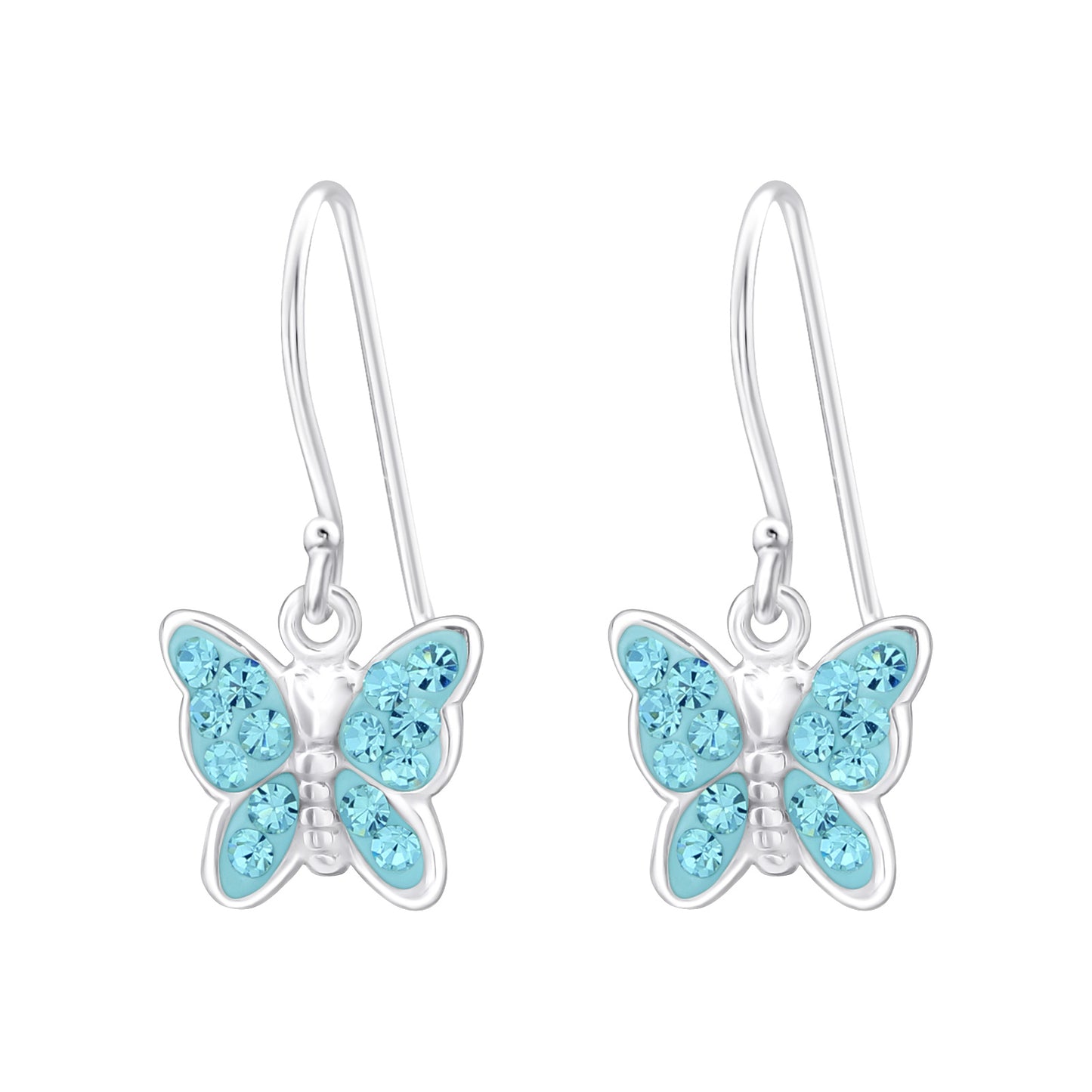 "BLUE PINK BUTTERFLY EARRINGS"- Children's Drop Hanging Dangle Earrings