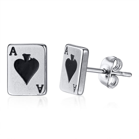 "ACE OF SPADES" - Poker Earring Studs
